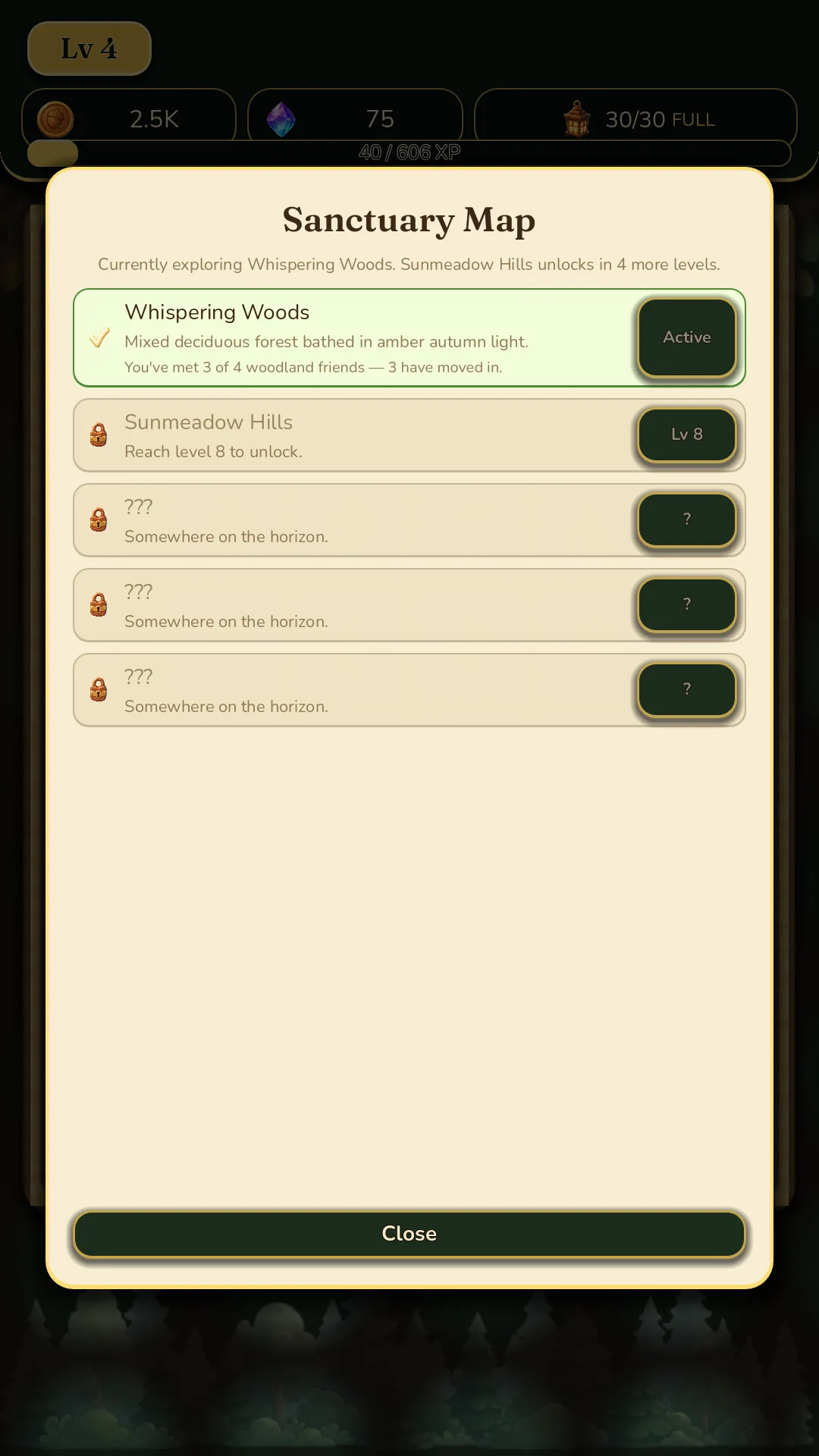 Screenshot of Foxglen: Cozy Merge Sanctuary gameplay